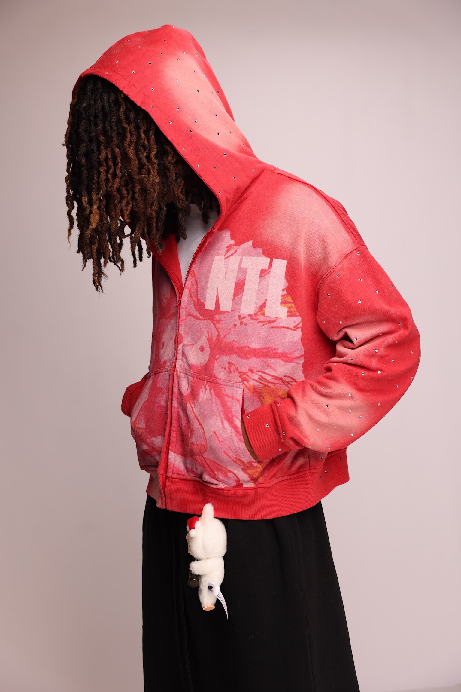 NTL Acid Washed Hoodie (Red)